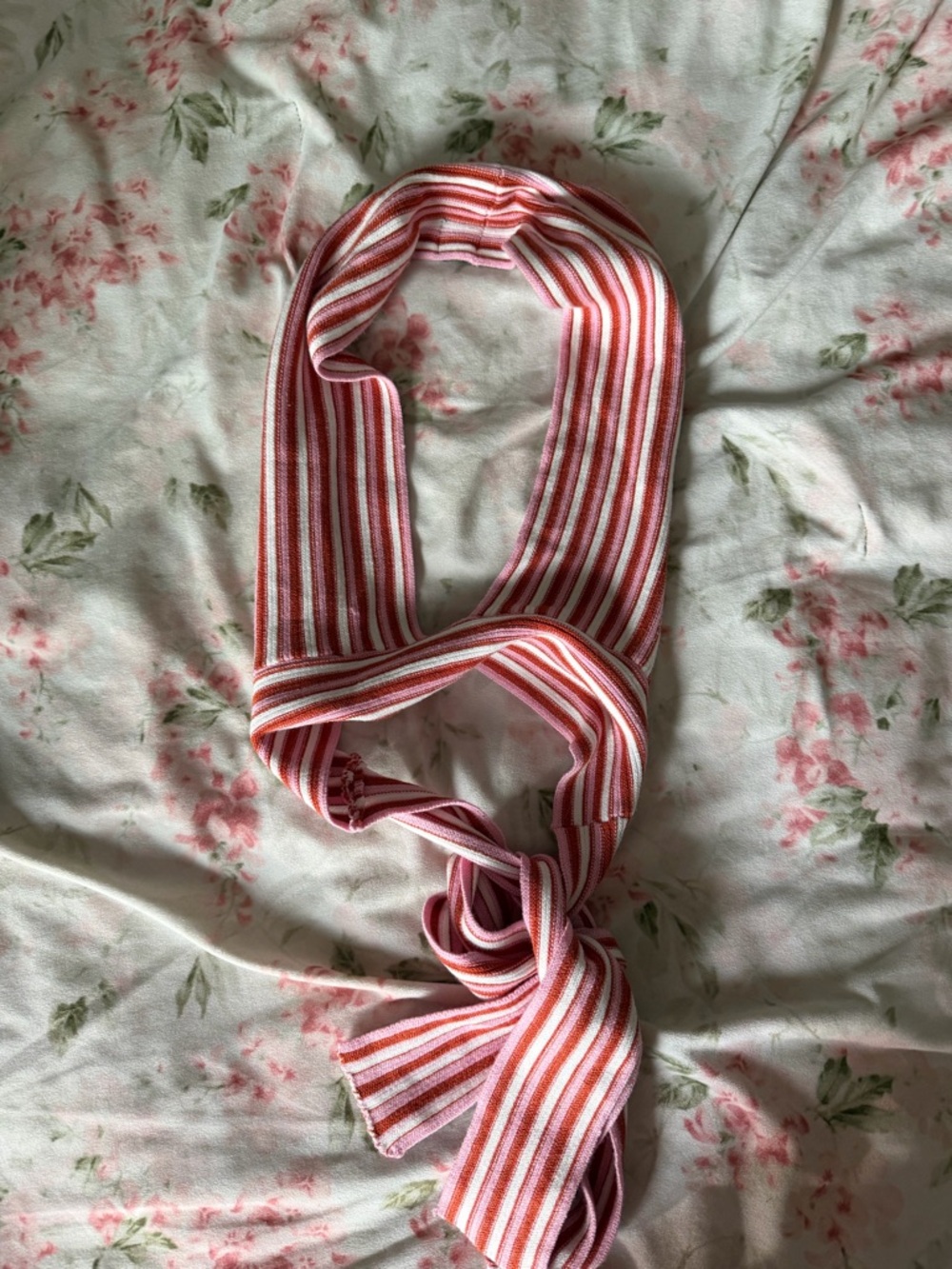 Striped Pink & White Knit halter top